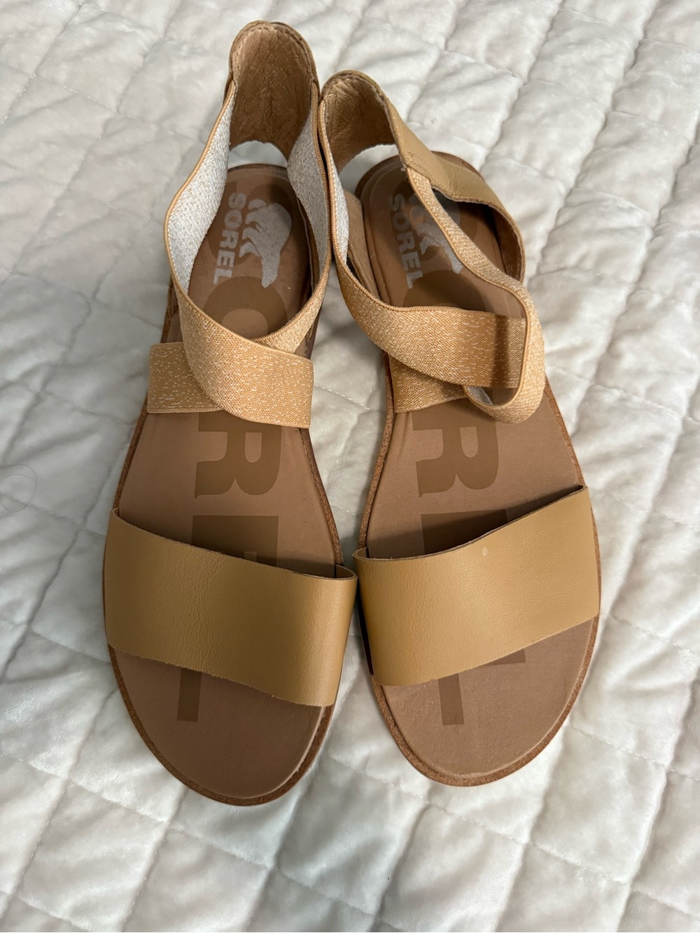 Sorel Tan Leather Strap Slingback Sandals